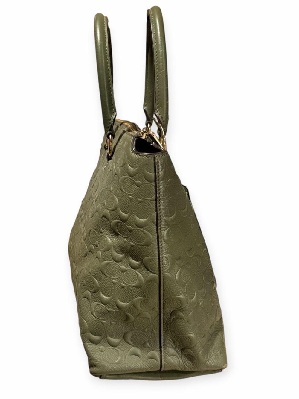 Coach Military Green Gold Emma Satchel Signature Leather Style F76639 - Picture 5 of 12